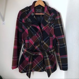 Pink Soup Plaid Cozy Jacket sz M